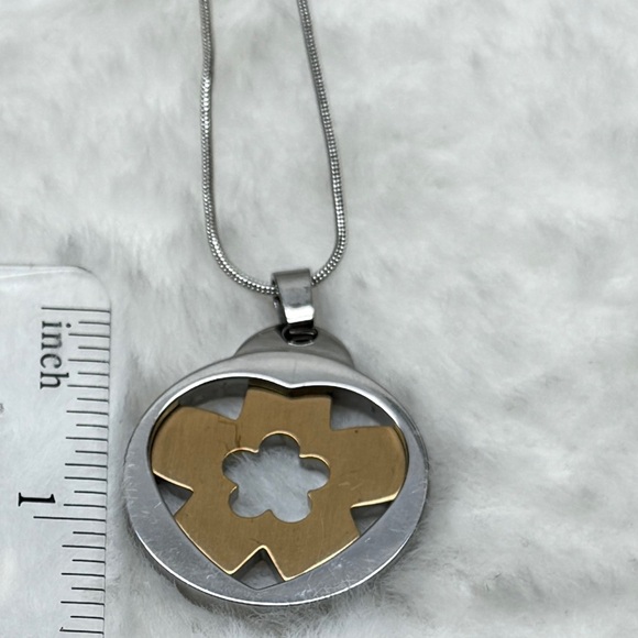 Silver and Gold  Stainless Steel Pendant with 925 Chain - Picture 8 of 11